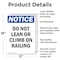Signmission Do Not Lean Or Climb On Railing, 12 in W x Rectangle, Aluminum OS-2PACK-NS-A-1218-V-11293 - alternate 3
